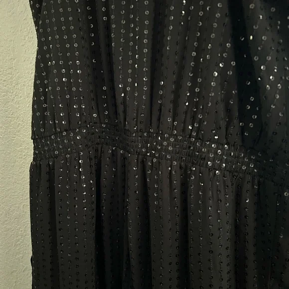 Express Medium Black Jumpsuit Sequin adjustable straps pockets - Picture 8 of 10